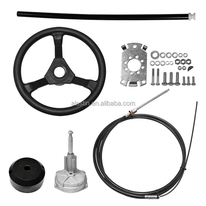 Factory Wholesale Boat Steering Kit 12 Feet Marine Rotary Steering Wheel Yacht Boat Outboard Steering System Cable