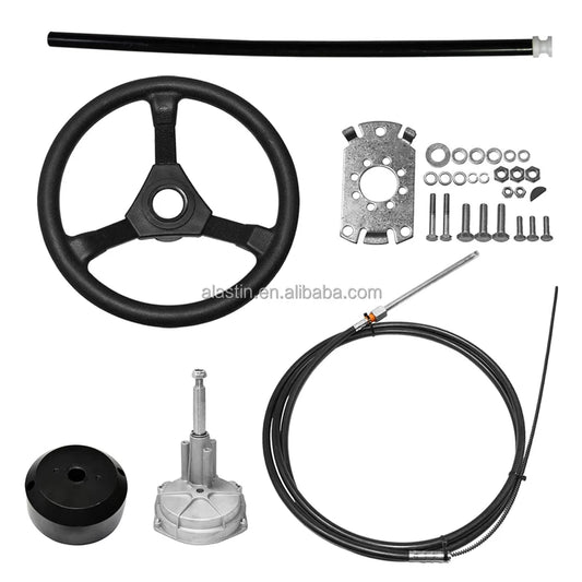 Factory Wholesale Boat Steering Kit 12 Feet Marine Rotary Steering Wheel Yacht Boat Outboard Steering System Cable