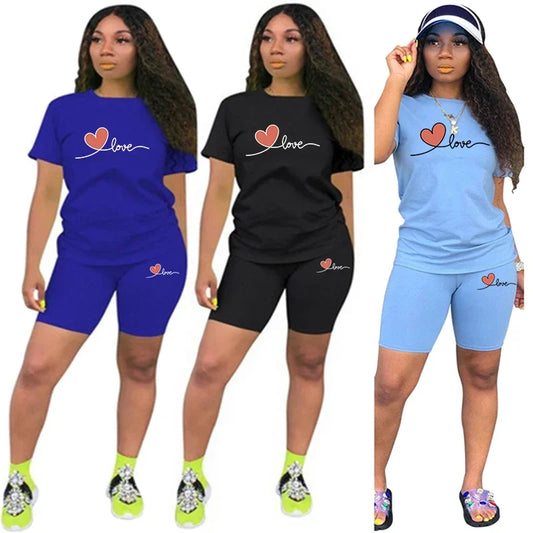 Summer Woman Clothing Casual Two Piece Set for Women'sTracksuit Short Sleeve Daily Shorts T-Shirts O-Neck Matching casual Sets