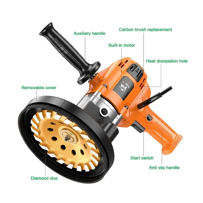 Concrete Grinder Cement Block Grinder Wall Planer Multi-Function Rough Grinder Polishing Machine High-Power Concrete