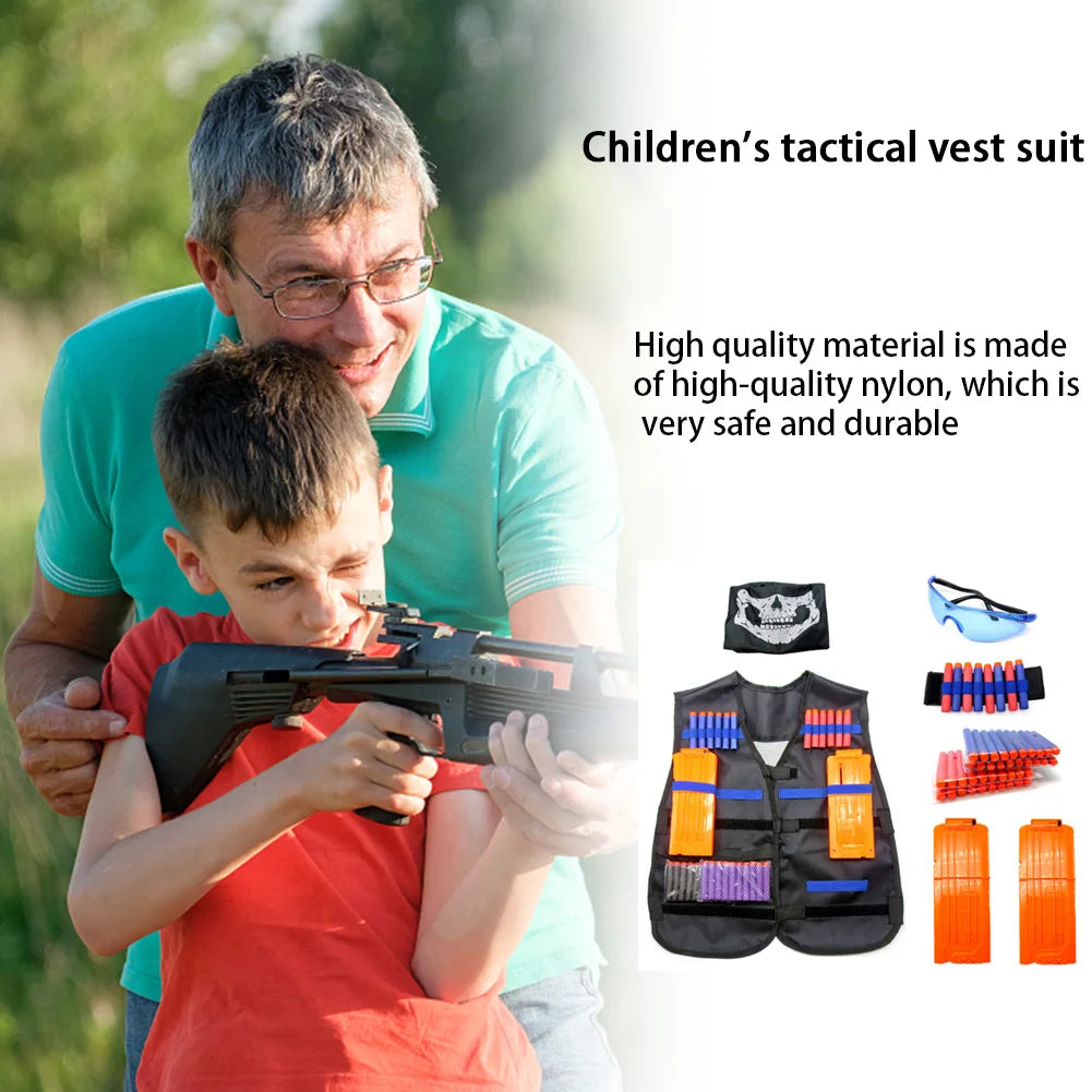 Kids Tactical Vest Kit for Nerf N-Strike Elite Series Bullets Magazines Goggles Bib Undershirt Holder Suit Kits Outdoor Game Toy