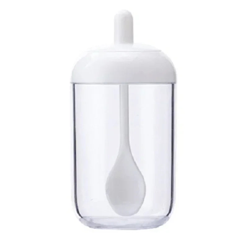 Glass Spices Jars Stickers Salt Sugar Powder Olive Oil Pepper Seasoning Storage Bottle Spoon Base Tools Kitchen Accessories Set