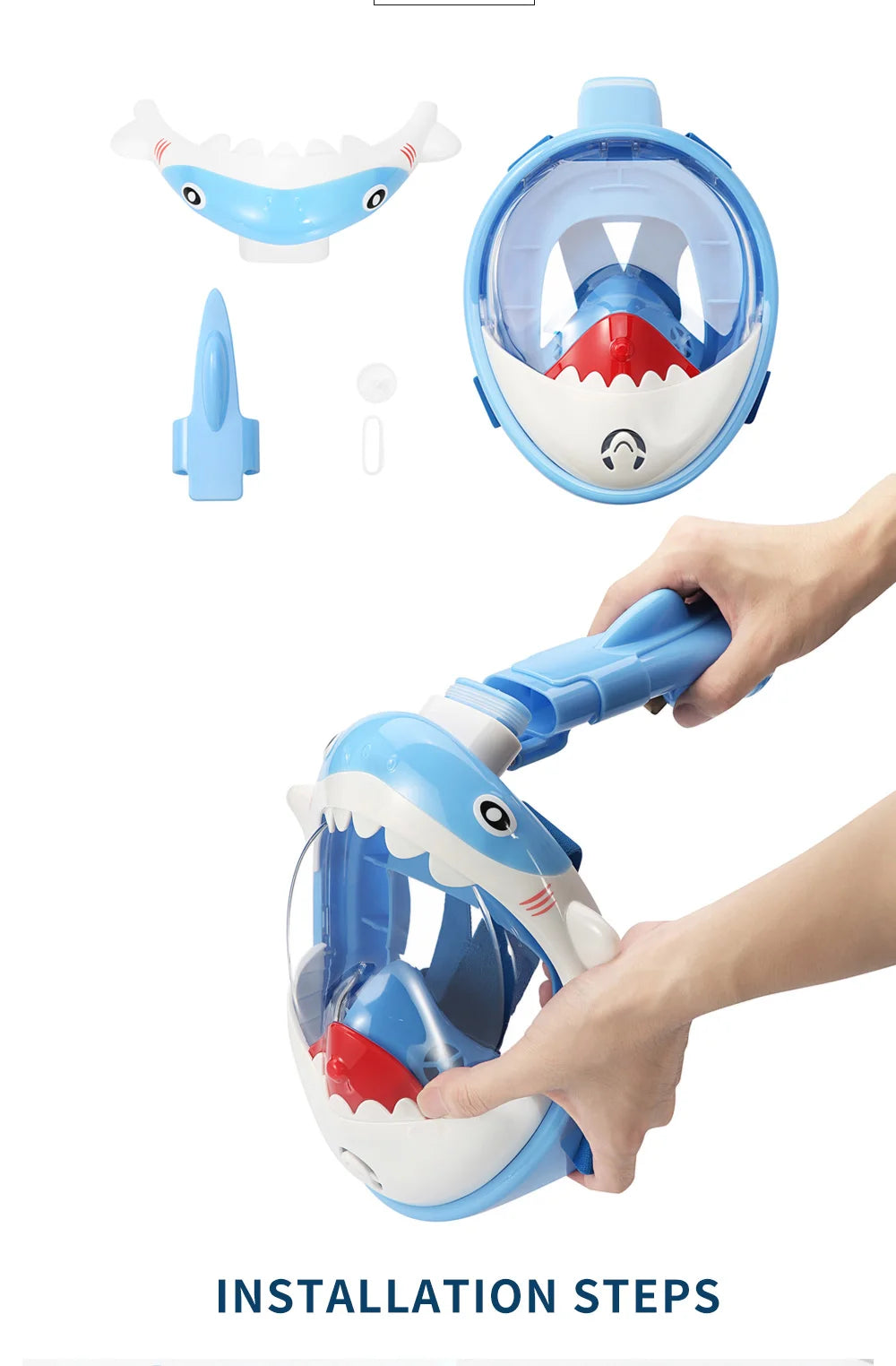 Kids Cartoon Full Face Snorkeling Mask Anti Fog Swimming Diving Mask Children Underwater Scuba Snorkel Set Equipment For Boys Gi