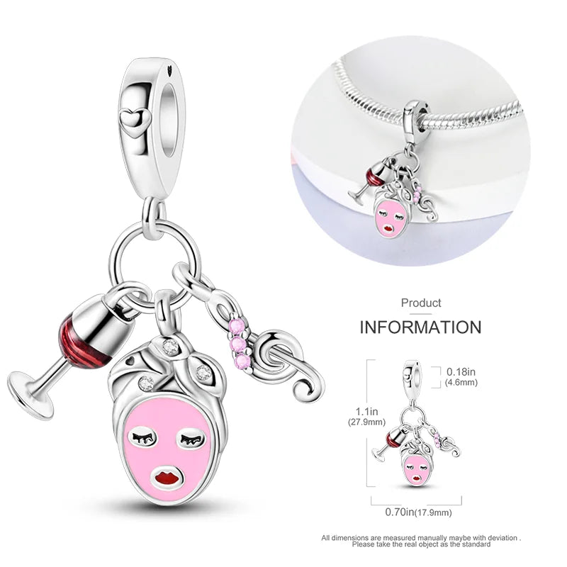 New 925 sterling silver bow star love pink series charm beads suitable for 3mm original bracelet DIY fashion jewelry gift