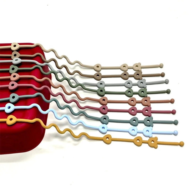 Silicone Pacifier Chain Secure Straps Toy & Cup Holder for Strollers & Chairs