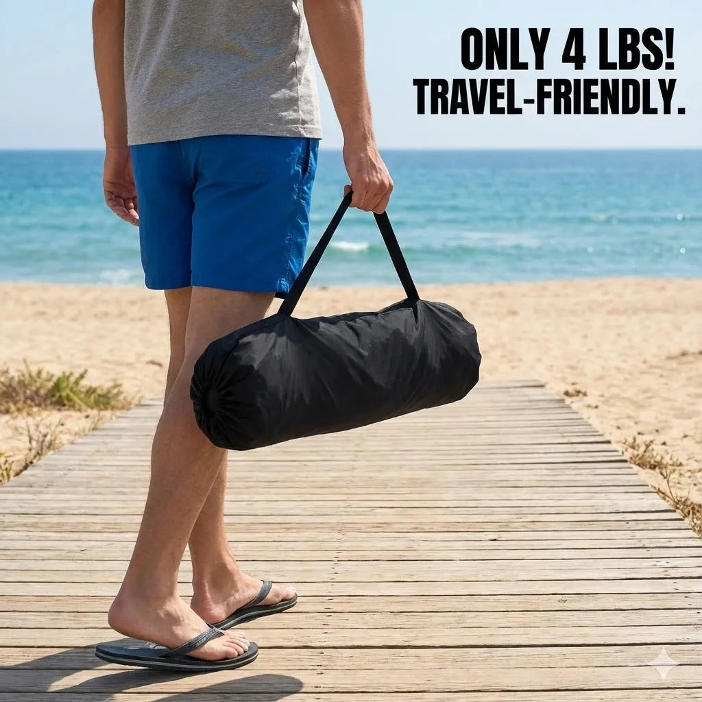 Wind-Resistant Beach Shade Tent 150 sq ft oversized canopy with sand anchors 4 lb ultralightweight UPF 50+ sun protection tent