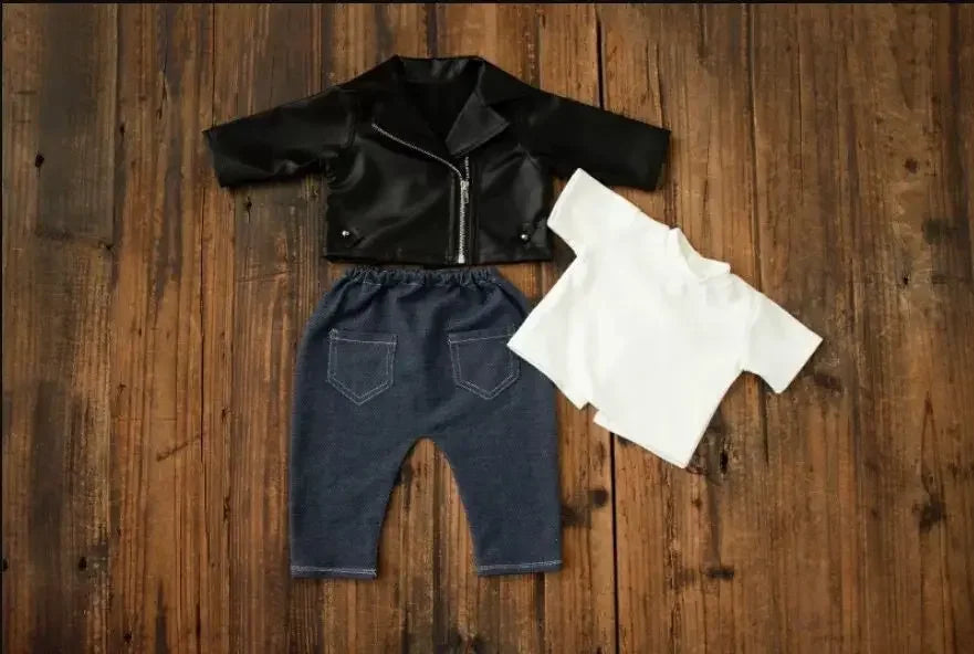 Newborn Photography props infant faux Leather jacket pants Social People cool boy  boss creative studio shooting item