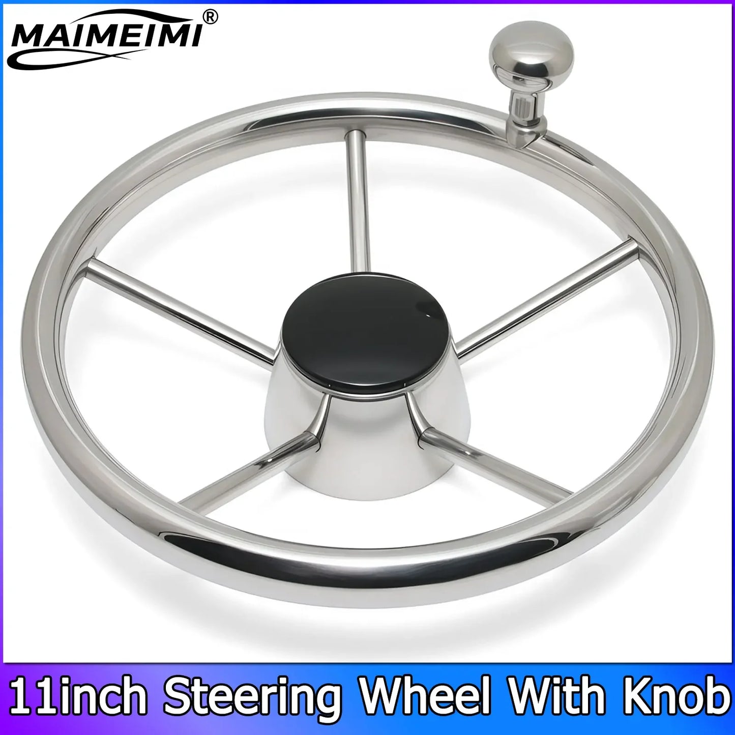 AD 11inch Steering Wheel Boat Accessories Marine 11" Perfect Stainless Steel Boat Steering Wheel With Knob For Marine Boat Yacht