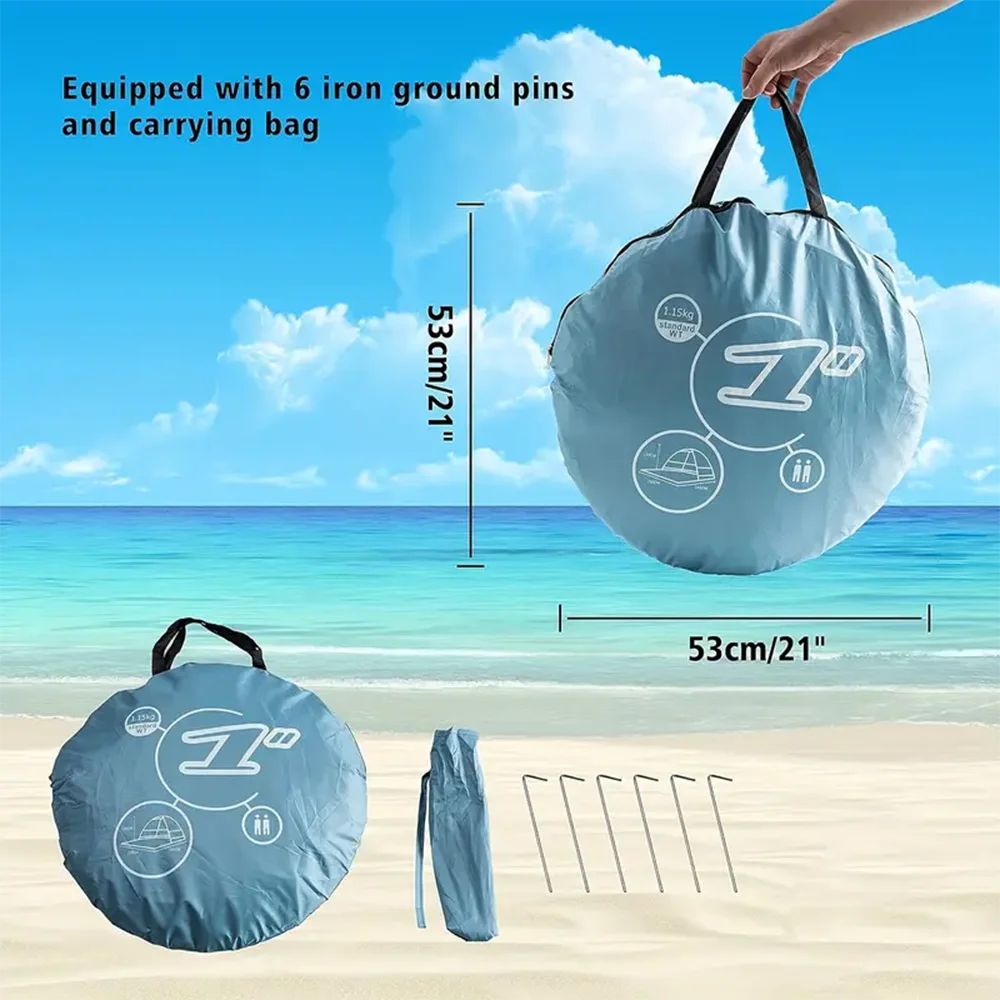 Quick set up. Pop up beach tent. Portable Awning. Outdoor camping fishing tent. With accessories. Rugged construction.