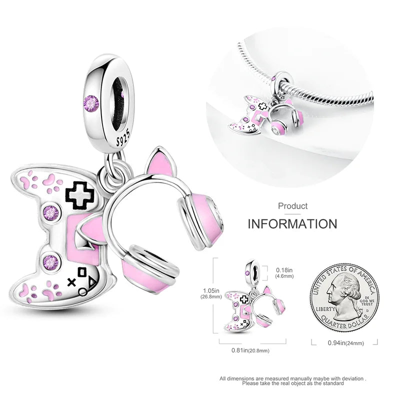 New 925 sterling silver bow star love pink series charm beads suitable for 3mm original bracelet DIY fashion jewelry gift