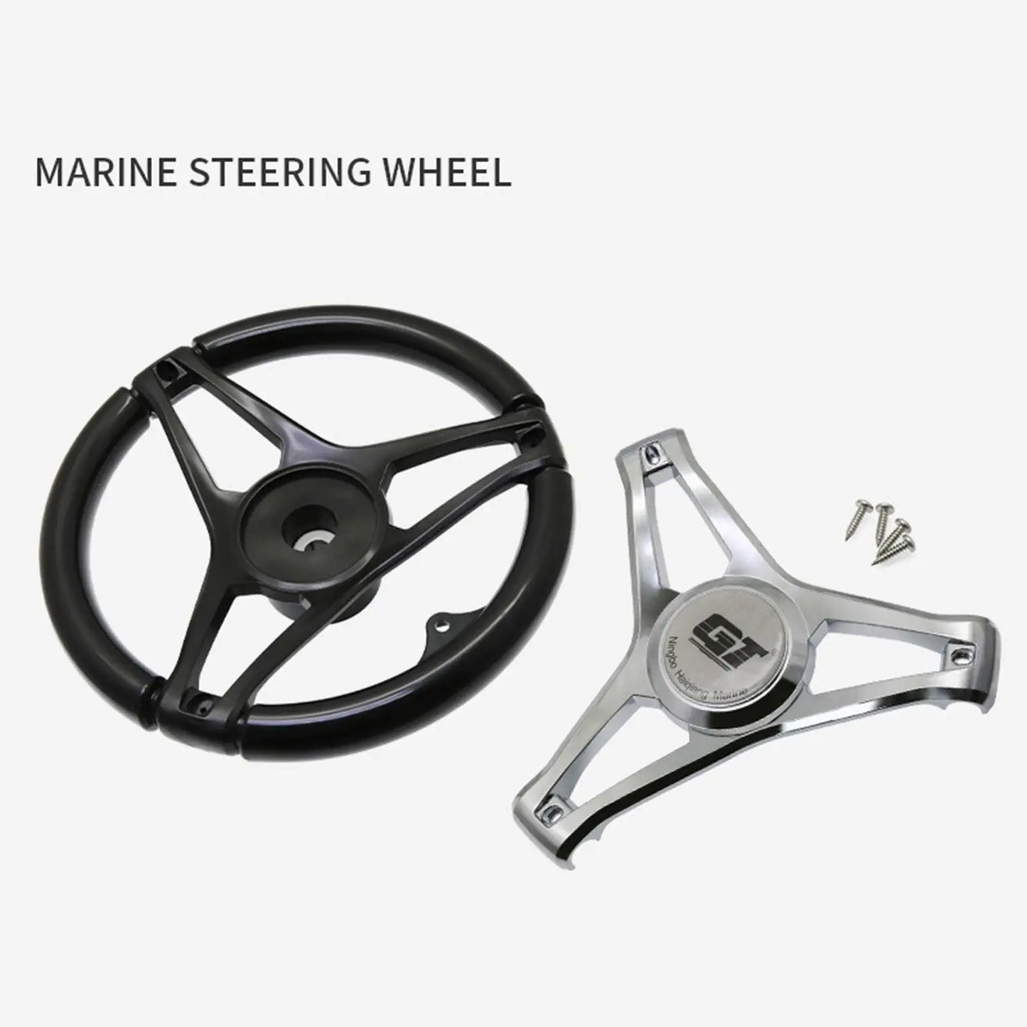Boat Steering Wheel Anti Slip Waterborne Vehicles Sturdy 340mm for Marine Vessels Boat Speedboat Yacht Pontoon Boat