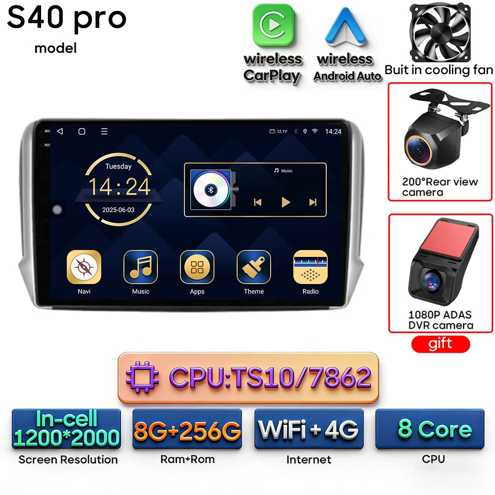 Android Audio Screen For Peugeot 2008 208 2012 - 2018 Car Radio Multimedia Video Player Carplay Auto 4G Wif DSP Navigation GPS