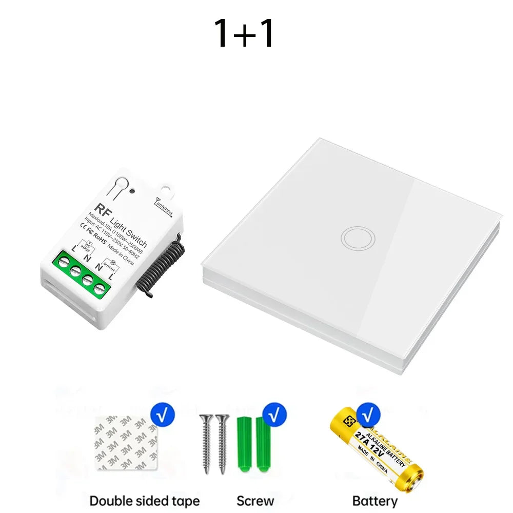 Smart Wireless Light Switch 433Mhz Wall Panel transmitter touch remote control Switch 110V 220V 10A Mini Relay Receiver for Lamp