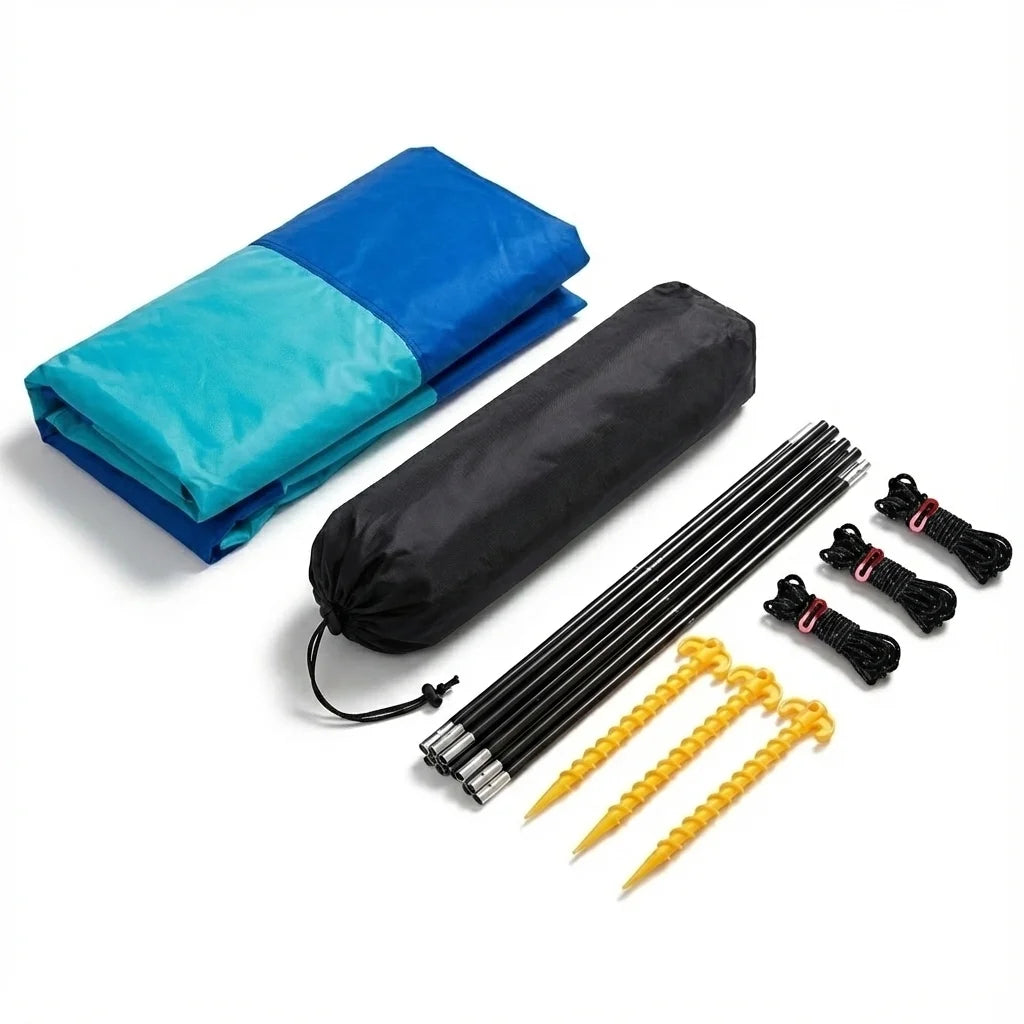 Wind-Resistant Beach Shade Tent 150 sq ft oversized canopy with sand anchors 4 lb ultralightweight UPF 50+ sun protection tent