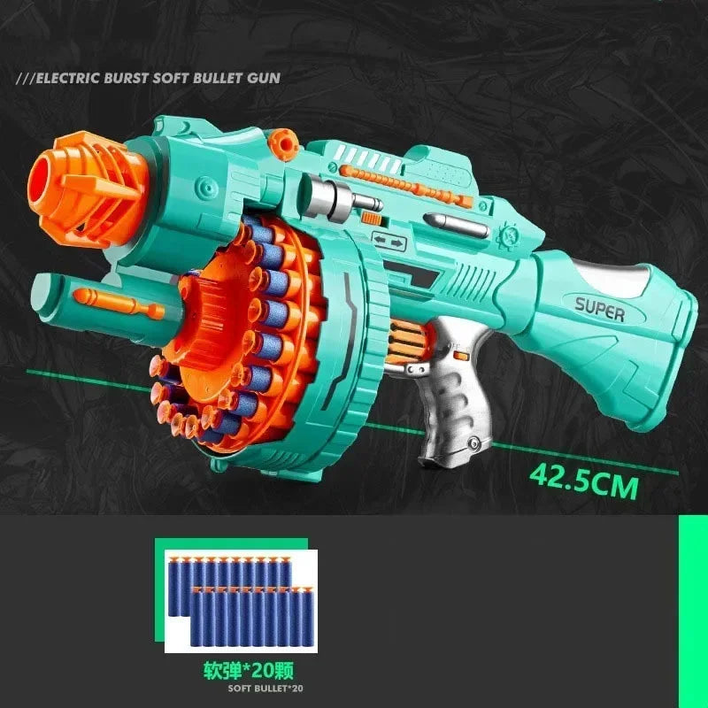 Nerfs Gun Toy Children's Electric Continuous Shooting Gatling Suction Cup Soft Bullet BB Gun Juguetes for Kids Gift