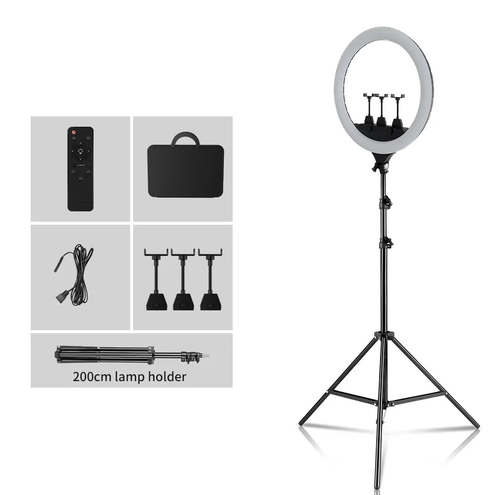 SH 18 Inch Knob Ring Light LED Selfie Video Lamp With Tripod Stand Phone Clip For YouTube Live Lighting Photo Photography Studio