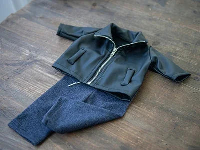 Newborn Photography props infant faux Leather jacket pants Social People cool boy  boss creative studio shooting item