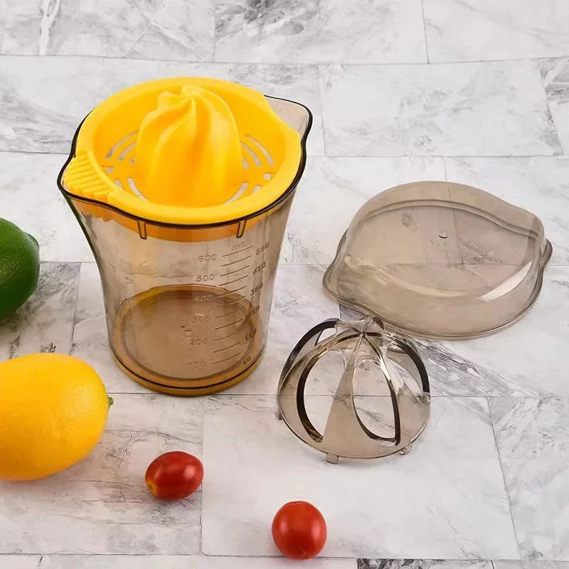 Manual Fruit Lemon Juicer with Measuring Cup, Kitchen Juicing Tool, Multi-Functional Hand Squeezer