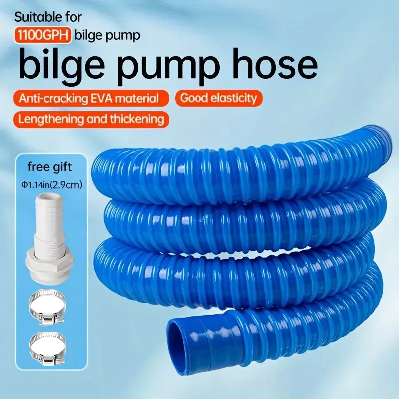 1 SET RV Parts Bilge Pump Hose 1-1/8 Inch Dia Bilge Pump Installation Kit 6.5 FT Premium Quality Kink-Free Flexible PVC Hose