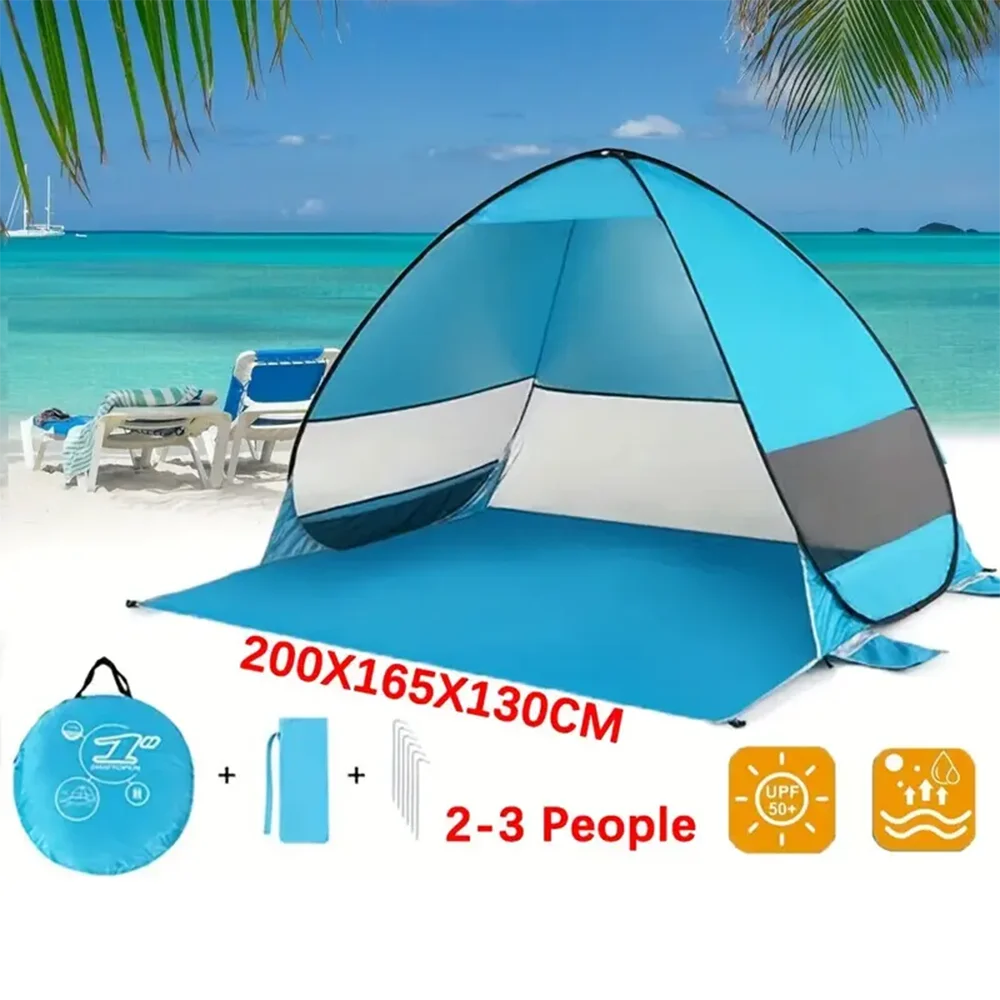 Quick set up. Pop up beach tent. Portable Awning. Outdoor camping fishing tent. With accessories. Rugged construction.