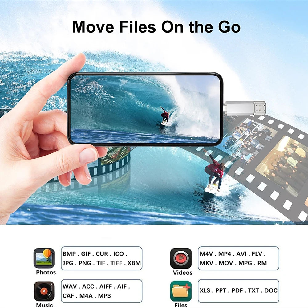 512G USB Flash Drive Photostick High Speed Sticks External Storage Pen Drive For Phone iPhone Android PC Copy Photo Videos Files