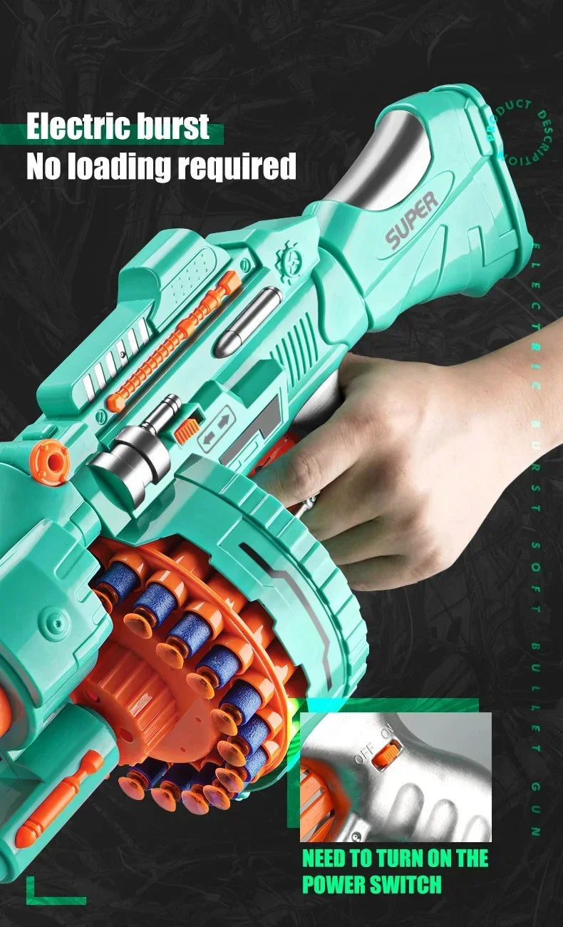 Nerfs Gun Toy Children's Electric Continuous Shooting Gatling Suction Cup Soft Bullet BB Gun Juguetes for Kids Gift