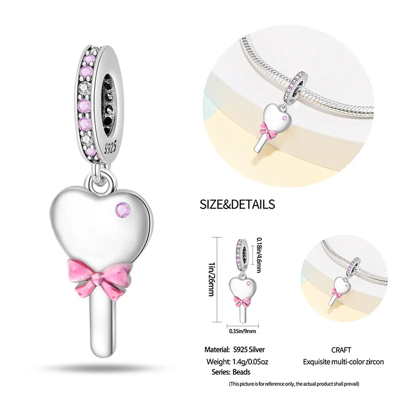 New 925 sterling silver bow star love pink series charm beads suitable for 3mm original bracelet DIY fashion jewelry gift