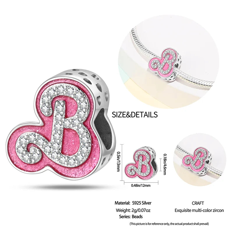 New 925 sterling silver bow star love pink series charm beads suitable for 3mm original bracelet DIY fashion jewelry gift