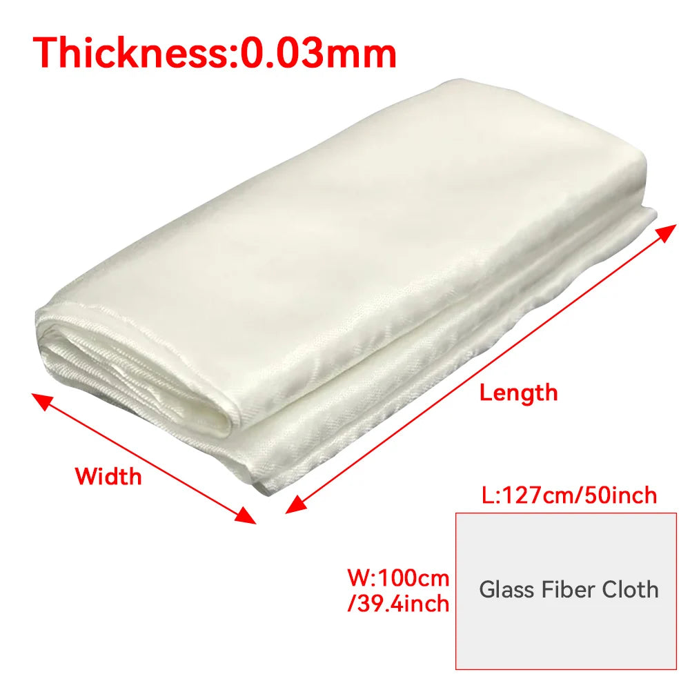 100x127cm Ultra Thin Glass Fiber Cloth 0.03mm Heat Resistant Fiberglass Fabric for Industrial Insulation and Craft Applications