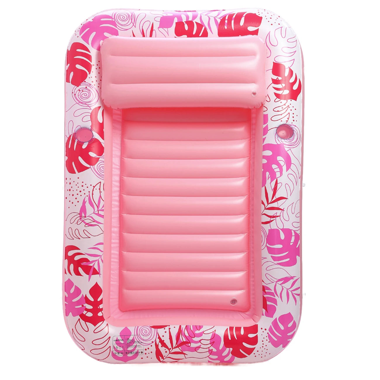 1PC Inflatable sun lounger for swimming pools, featuring a backrest and cup holders; ideal for summer pool and beach parties