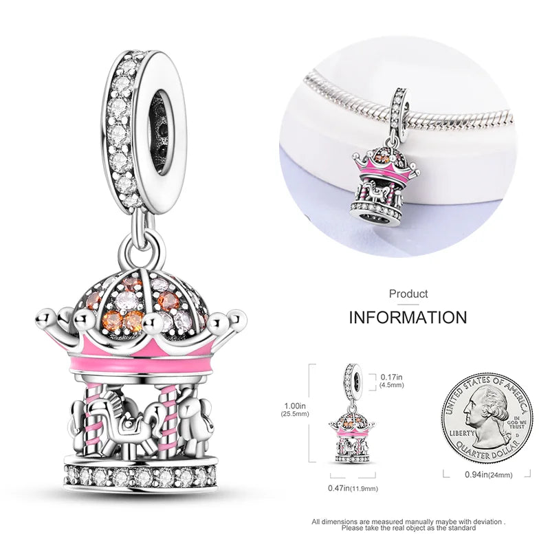 New 925 sterling silver bow star love pink series charm beads suitable for 3mm original bracelet DIY fashion jewelry gift
