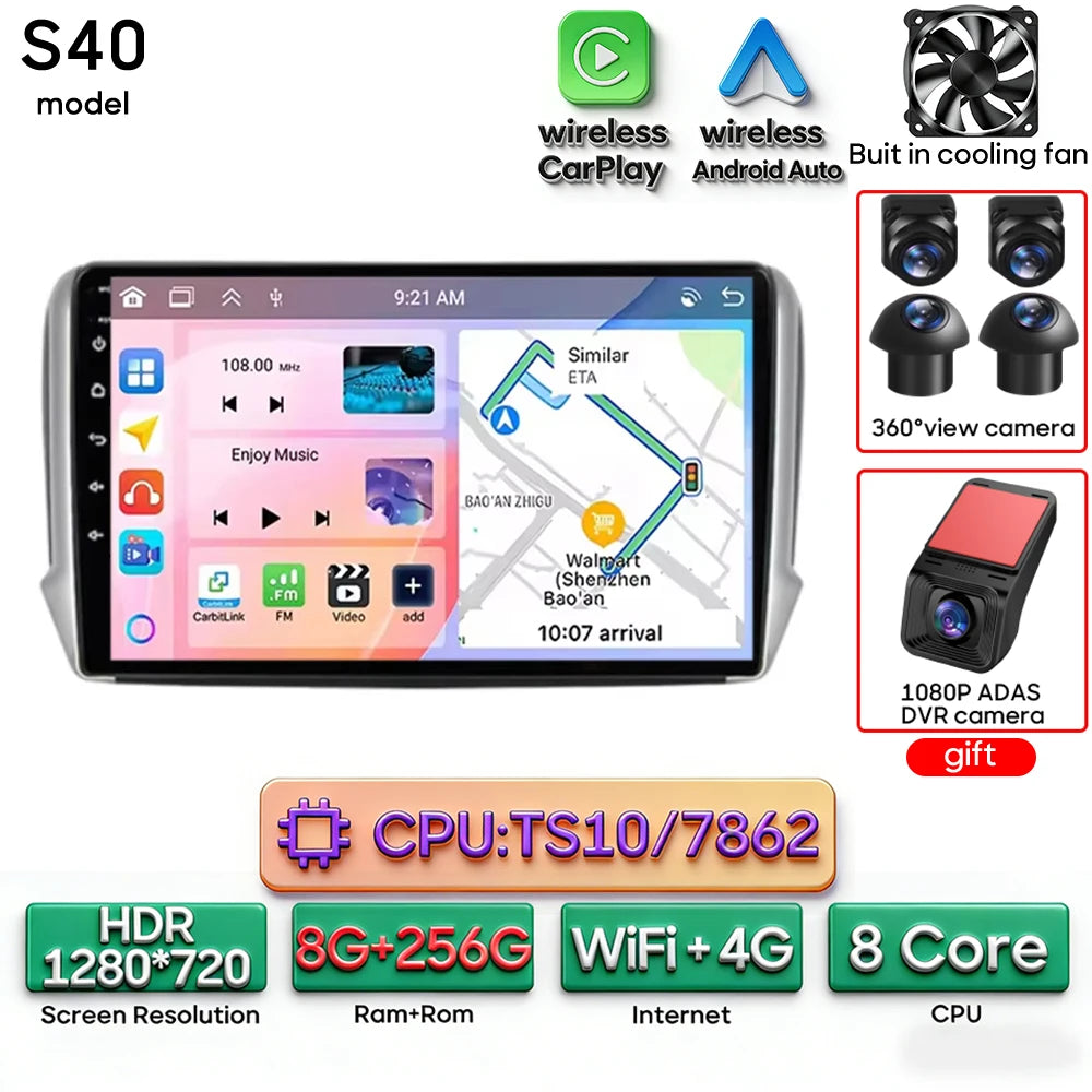 Android Audio Screen For Peugeot 2008 208 2012 - 2018 Car Radio Multimedia Video Player Carplay Auto 4G Wif DSP Navigation GPS
