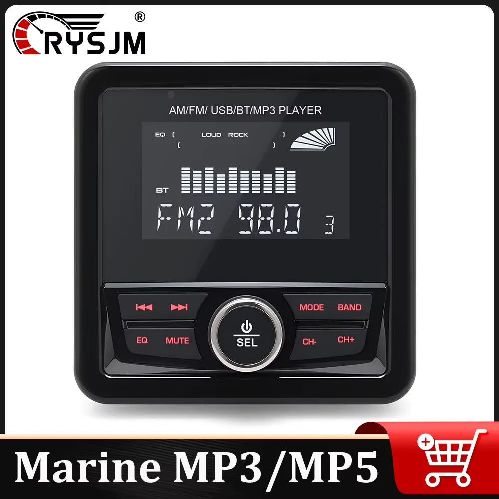 Boat Marine Stereo Radio Waterproof Bluetooth-compatible For Boat/Yacht/Caravan/RV/ATV Radio Player FM AM Media Audio Player