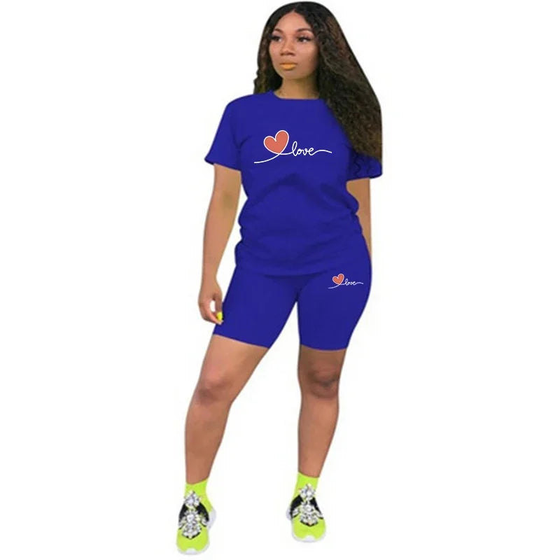 Summer Woman Clothing Casual Two Piece Set for Women'sTracksuit Short Sleeve Daily Shorts T-Shirts O-Neck Matching casual Sets