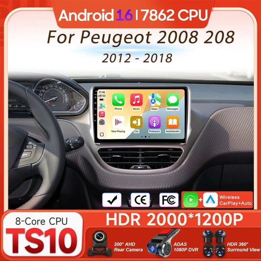 Android Audio Screen For Peugeot 2008 208 2012 - 2018 Car Radio Multimedia Video Player Carplay Auto 4G Wif DSP Navigation GPS