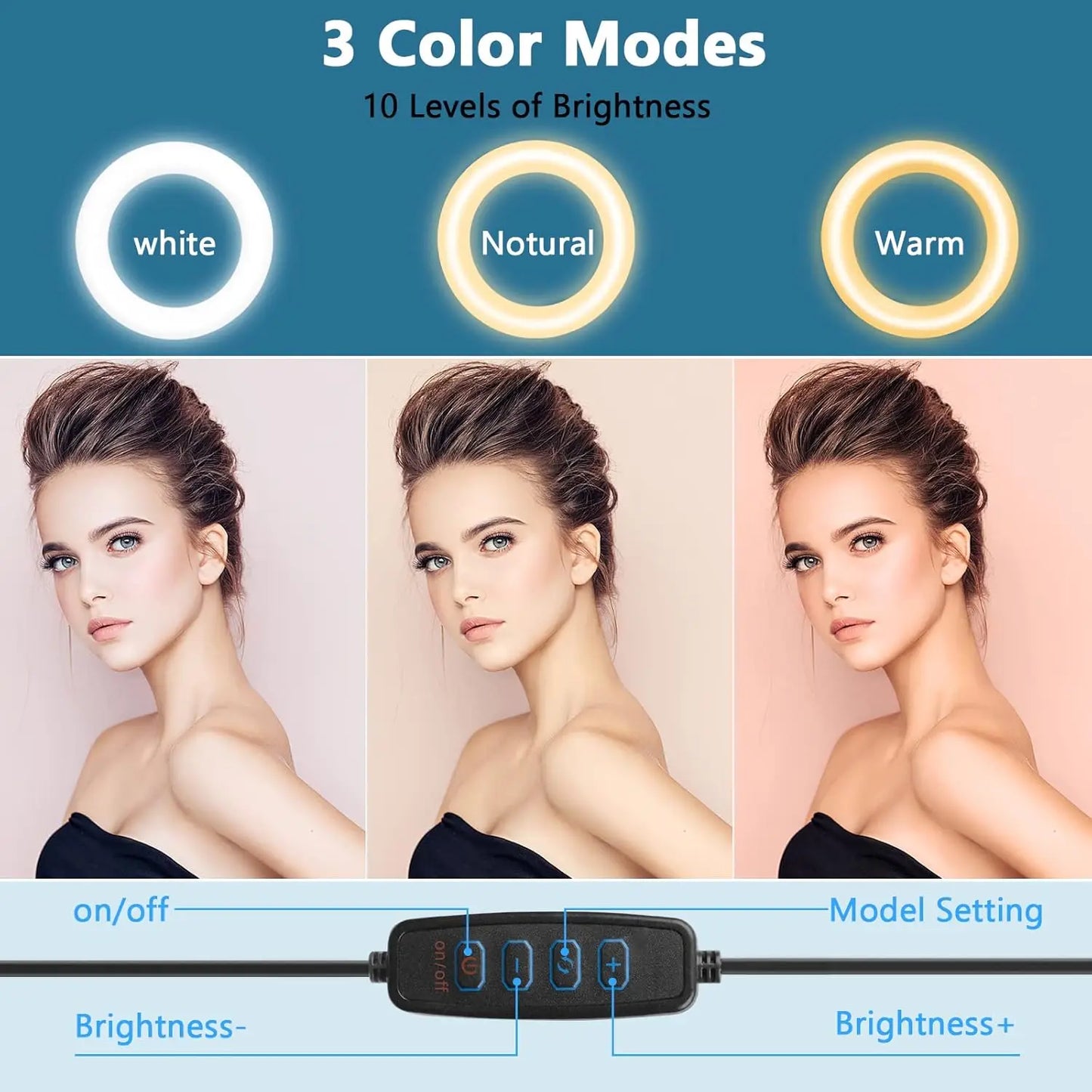 Ring Light with Stand and Phone Holder USB Ring Light with Clamp Overhead Camera Selfie Flexible Desk Tripod for Photography