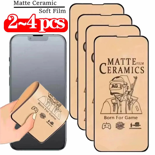 Ceramic Screen Protector For iPhone 17 16 15 14 13 Pro Max Matte Ceramic Film For iPhone 11 12 17 Pro Soft Film Not Glass