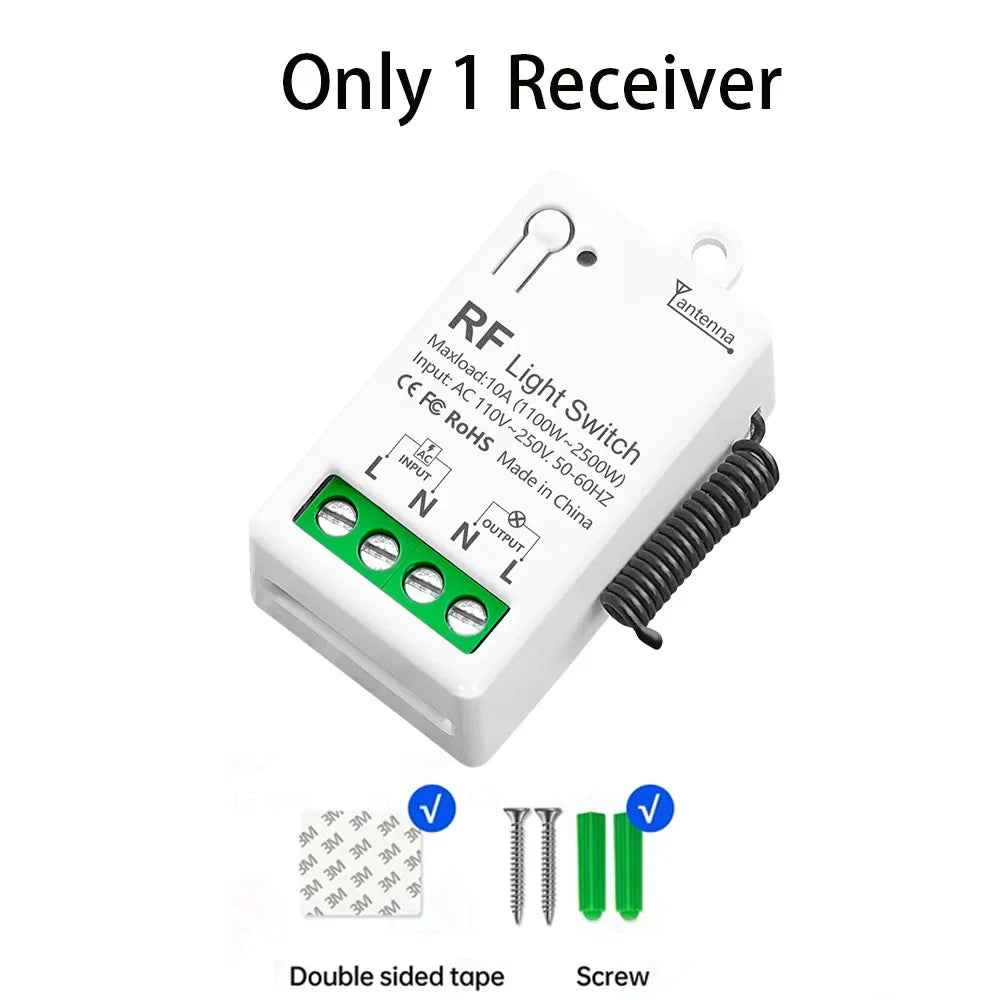 Smart Wireless Light Switch 433Mhz Wall Panel transmitter touch remote control Switch 110V 220V 10A Mini Relay Receiver for Lamp