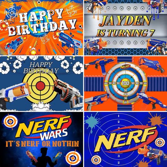 Nerf Gun Photography Backgrounds Boys Shooting dartsBirthday Photo Backdrops Decor Banner Poster Photo Booth Props