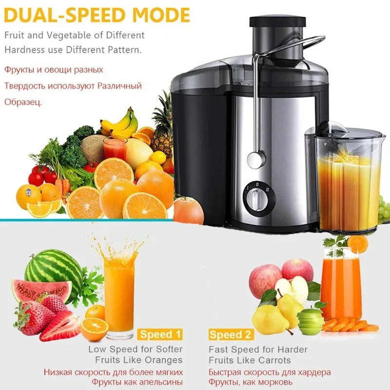 Multifunctional Houseuse Juicer, Fully Automatic Fruit and Vegetable Juicer, Pulp and Juice Separator