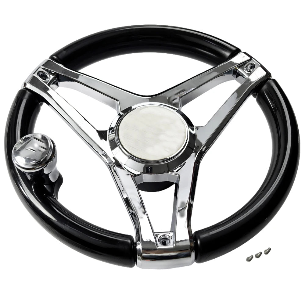 13-1/2 Inch Dia Boat Steering Wheel 3 Spoke, Marine Steering Wheel for Seastar and Verado With Turning Knob