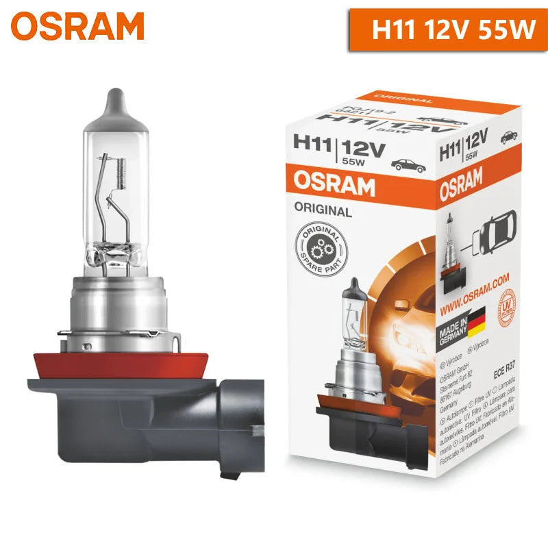 OSRAM H4 H7 H11 12V Halogen Headlight Car Original Lamp 3200K Warm White Standard Authentic Bulb Made in Germany (1pc)