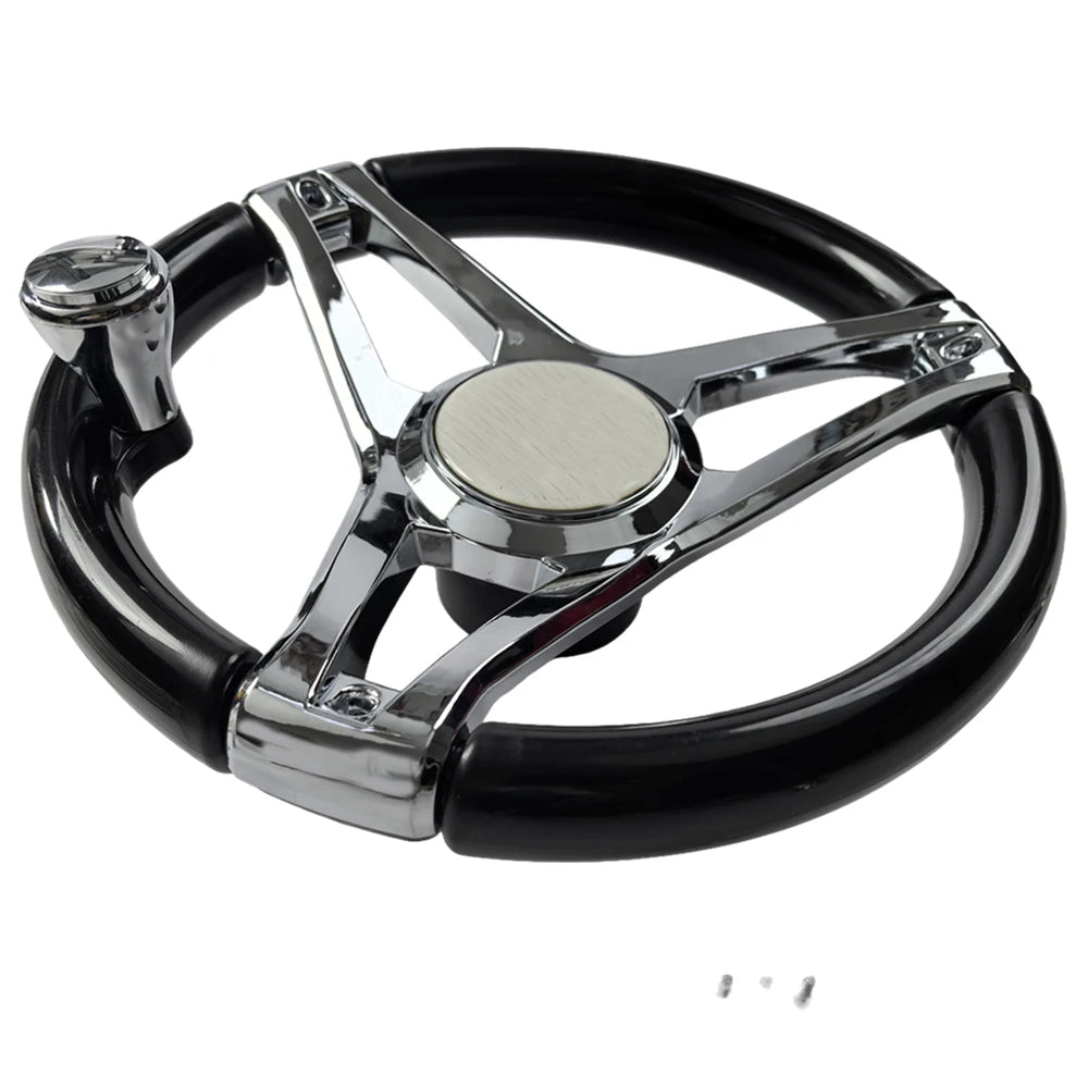 13-1/2 Inch Dia Boat Steering Wheel 3 Spoke, Marine Steering Wheel for Seastar and Verado With Turning Knob