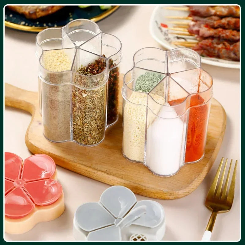 Glass Spices Jars Stickers Salt Sugar Powder Olive Oil Pepper Seasoning Storage Bottle Spoon Base Tools Kitchen Accessories Set