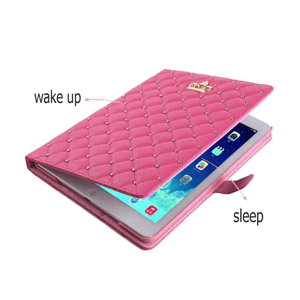 Crown Design Leather Case for iPad 9.7 2017 2018 Air1 2 10.5 air3 10.2 mini 6 Protective Tablet Shockproof kickstand Cover Coque