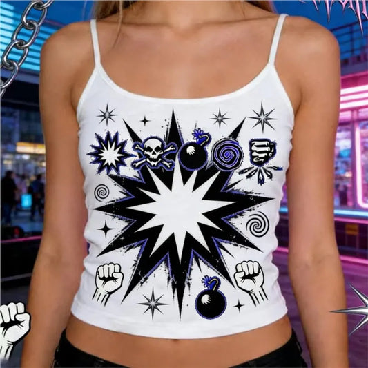 Gothic Clothes Women Aesthetic Women's Blouses Woman Clothing Women's Top Y2k Harajuku Crop Top Sexys Cute Tops With Suspenders