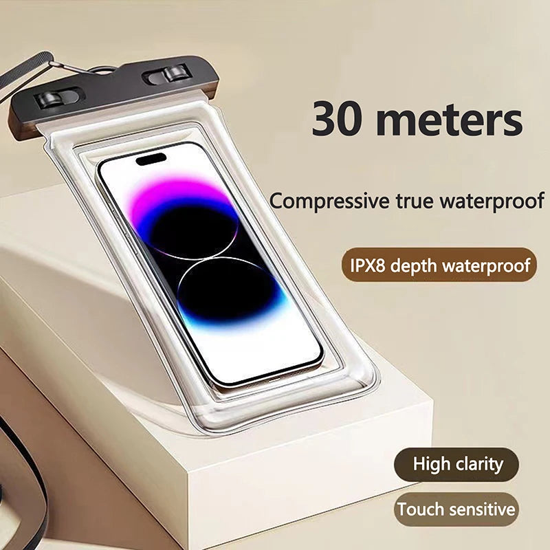 AquaGlide Clear – Transparent Waterproof Touchscreen Phone Case