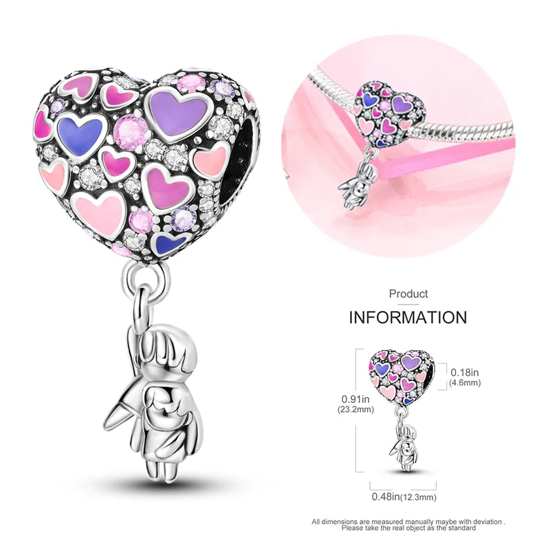 New 925 sterling silver bow star love pink series charm beads suitable for 3mm original bracelet DIY fashion jewelry gift