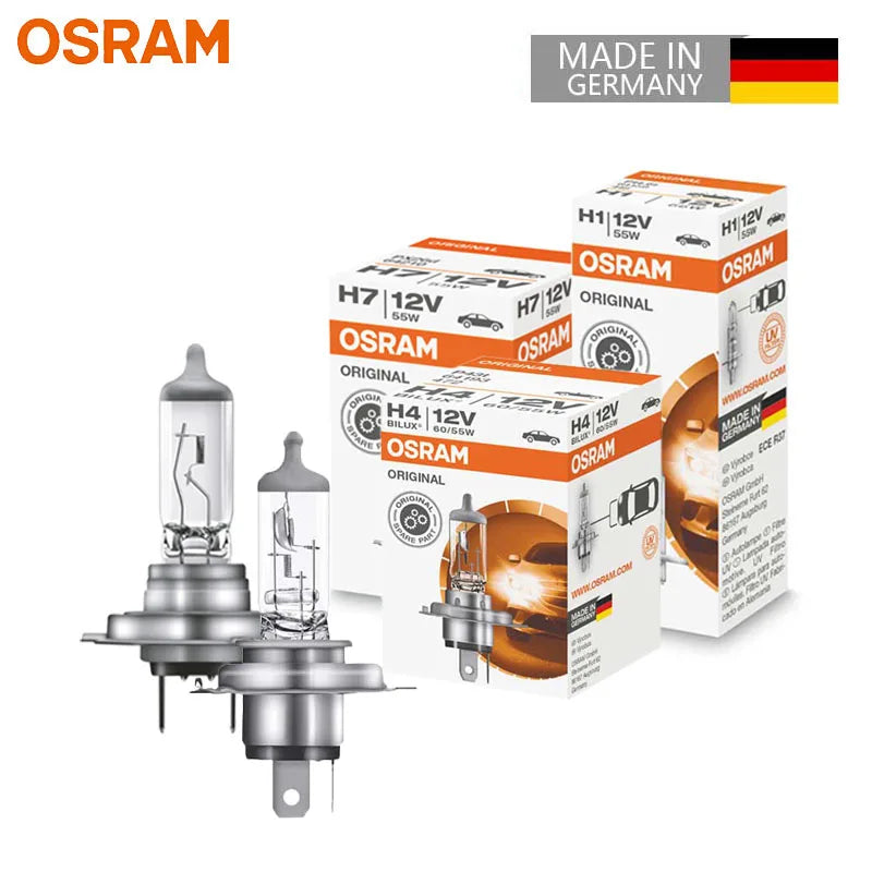 OSRAM H4 H7 H11 12V Halogen Headlight Car Original Lamp 3200K Warm White Standard Authentic Bulb Made in Germany (1pc)