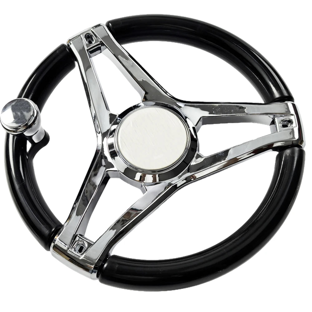 13-1/2 Inch Dia Boat Steering Wheel 3 Spoke, Marine Steering Wheel for Seastar and Verado With Turning Knob